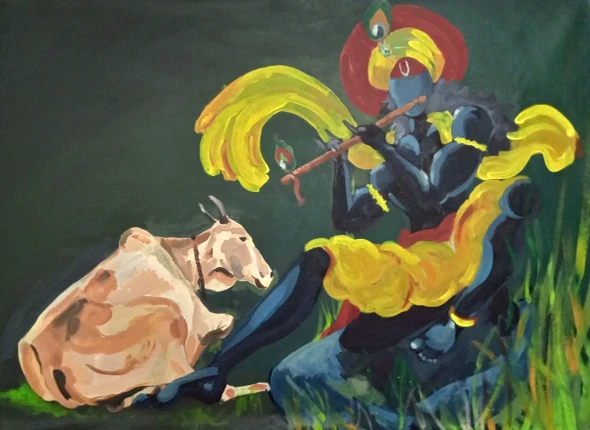The Gaupala (ART-18692-123237) - Handpainted Art Painting - 40in X 30in