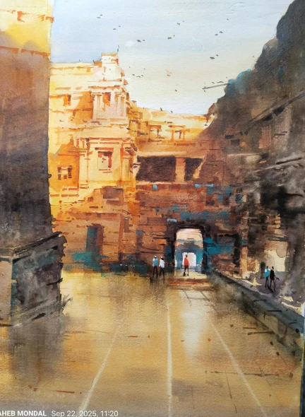 Temple (ART-18683-123325) - Handpainted Art Painting - 10in X 14in