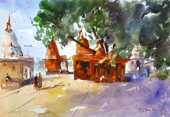 Sacred Shade (ART-5774-123158) - Handpainted Art Painting - 20in X 14in