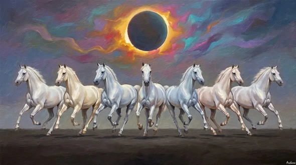 Seven Radiant Spirits (PRT-15697-123405) - Canvas Art Print - 60in X 33in