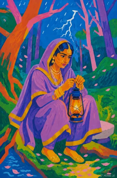The Lantern In The Storm: A Portrait Of Devotion (PRT-18374-123392) - Canvas Art Print - 20in X 30in