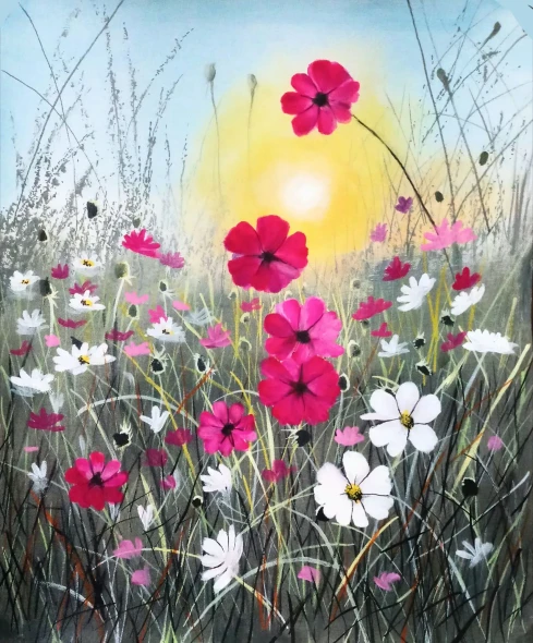 Happy Poppy (ART-5868-123458) - Handpainted Art Painting - 23in X 33in