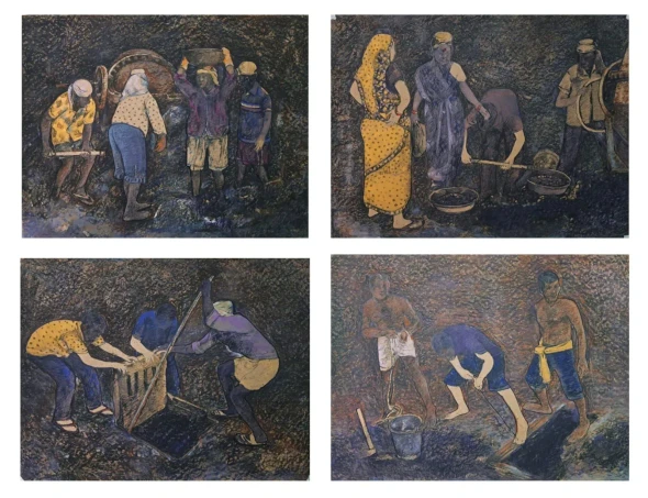 Lobour (ART-18009-123387) - Handpainted Art Painting - 16in X 12in