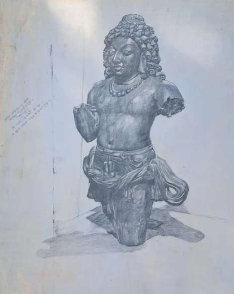 Buddha (ART-18009-123373) - Handpainted Art Painting - 22in X 30in