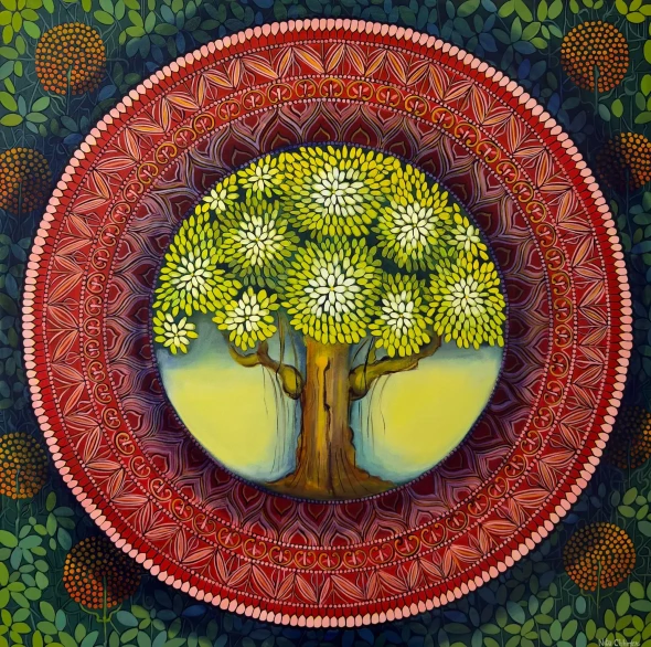 Mandala - A Way Of Finding Self (ART-3702-123371) - Handpainted Art Painting - 48in X 48in