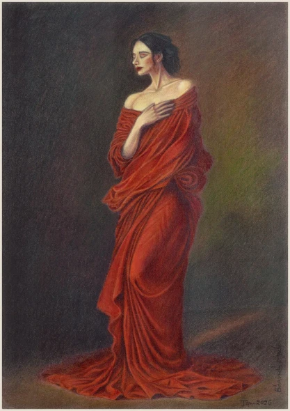 Women In Classical Drappery 2 (ART-8790-123559) - Handpainted Art Painting - 11in X 16in