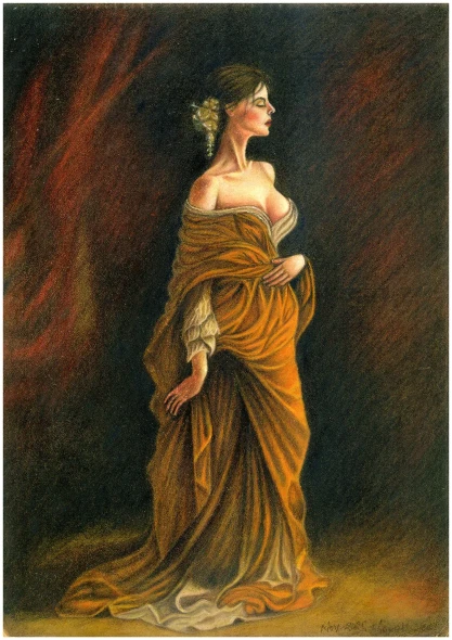 Women In Classical Drappery 1 (ART-8790-123558) - Handpainted Art Painting - 11in X 16in