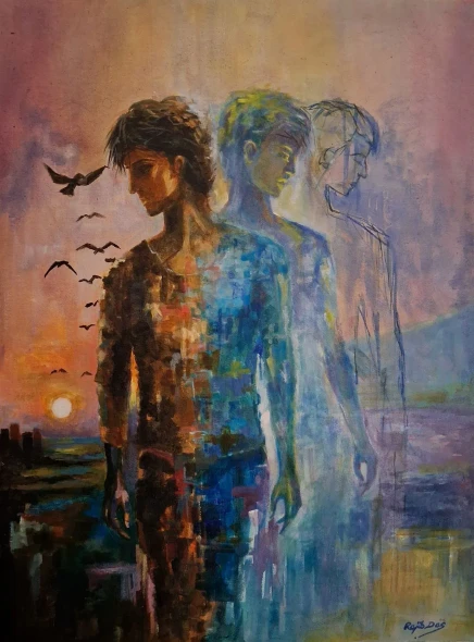 Unfinished Self (ART-4209-123543) - Handpainted Art Painting - 18in X 24in