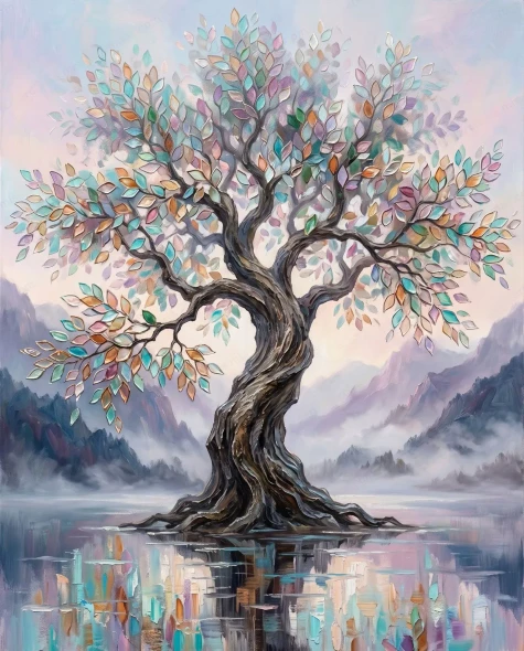 The Tree Of Reflections (PRT-15697-123661) - Canvas Art Print - 48in X 60in