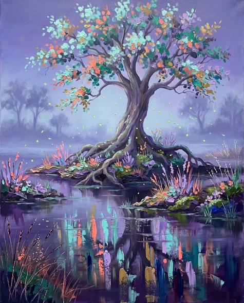 The Silent Mirror (PRT-15697-123644) - Canvas Art Print - 48in X 60in