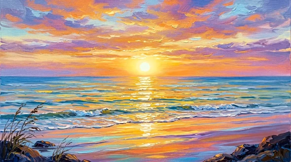 The Quiet Horizon (PRT-15697-123640) - Canvas Art Print - 60in X 33in