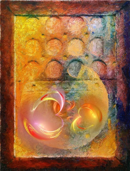 OM - Golden Echoes Of The Mind - Acrylics (PRT-16909-123638) - Canvas Art Print - 32in X 42in