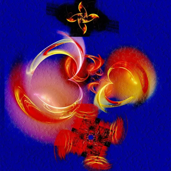 Embers Of The Blue Horizon - OM- Acrylics (PRT-16909-123635) - Canvas Art Print - 36in X 36in