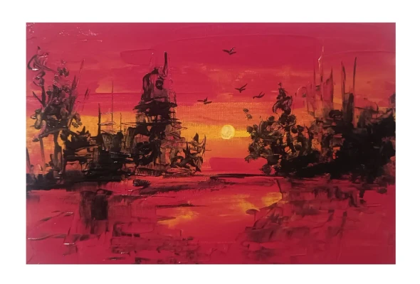 Untitled 5 (ART-1230-123659) - Handpainted Art Painting - 12in X 8in