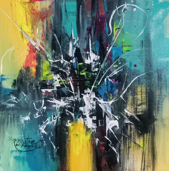 Untitled 4 (ART-1230-123658) - Handpainted Art Painting - 12in X 12in