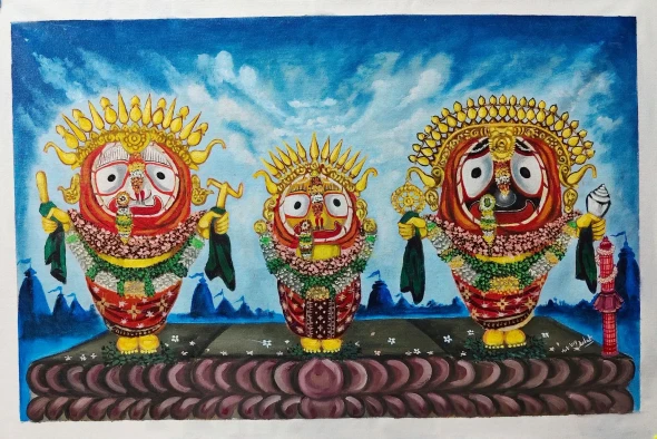 Jagannath (ART-7272-123648) - Handpainted Art Painting - 30in X 21in