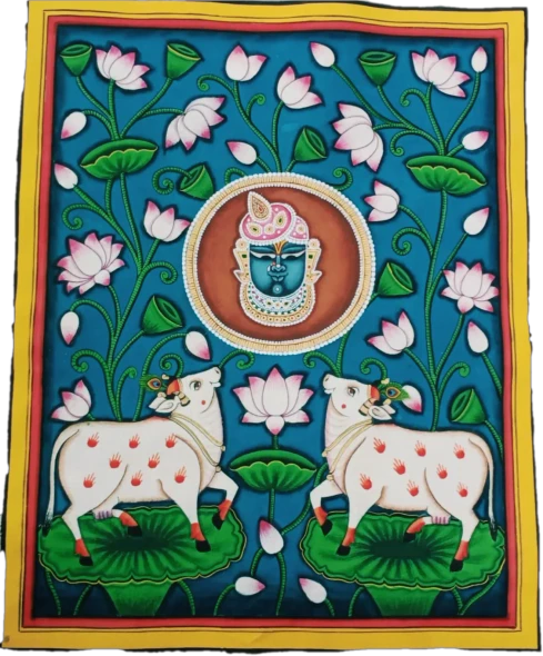 Shree Nathji Pichwai Paintings (ART-18694-123610) - Handpainted Art Painting - 18in X 24in