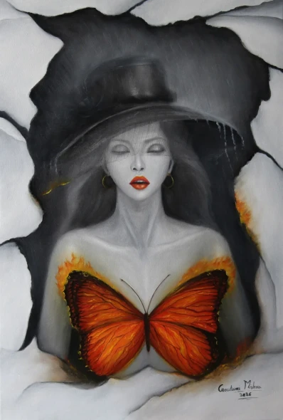 The Burning Desire (ART-976-123684) - Handpainted Art Painting - 24in X 36in