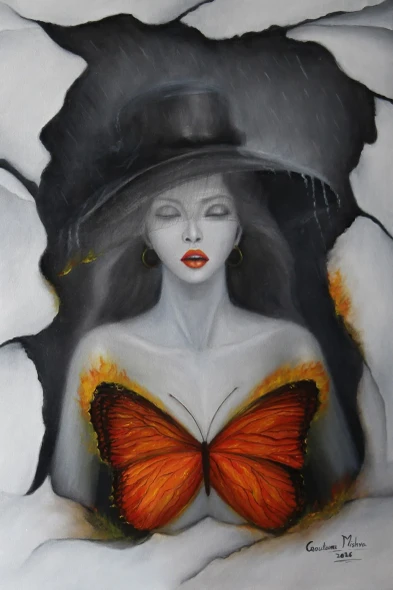 The Burning Desire (ART-976-123684) - Handpainted Art Painting - 24in X 36in