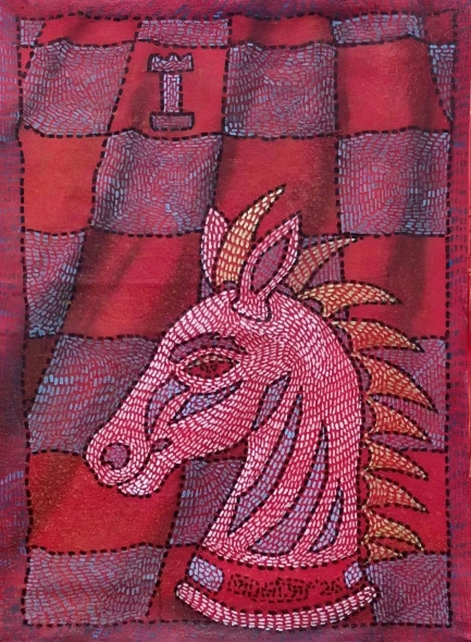 THE KNIGHT’S GAMBIT (ART-17016-123673) - Handpainted Art Painting - 12in X 17in