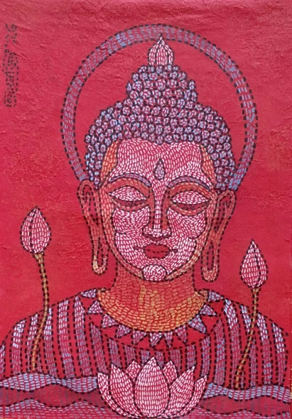 THE DHYANA (ART-17016-123671) - Handpainted Art Painting - 12in X 17in