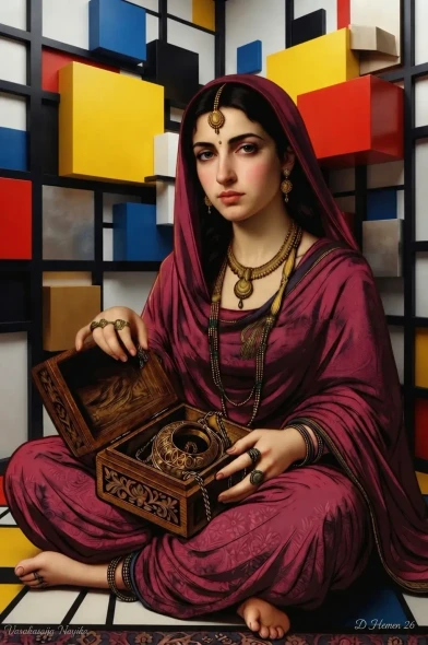 Echoes Of Tradition: The Modernist Treasure (PRT-18374-123663) - Canvas Art Print - 20in X 30in