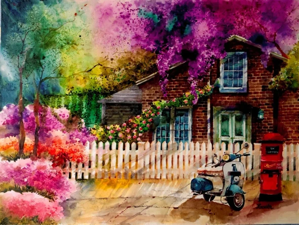 Scenery (ART-8538-123755) - Handpainted Art Painting - 30in X 22in