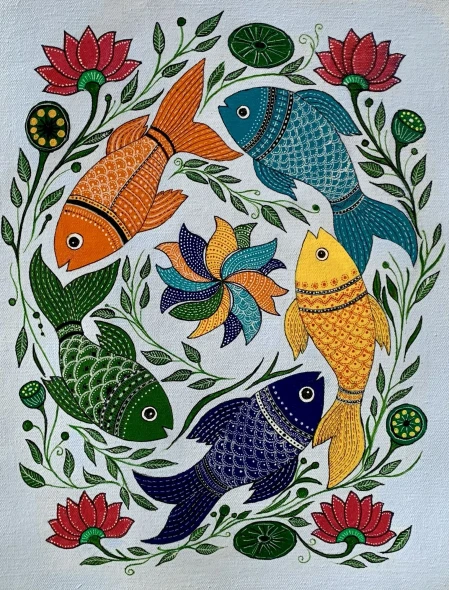 Rhythm Of The River (ART-7213-123750) - Handpainted Art Painting - 9in X 12in