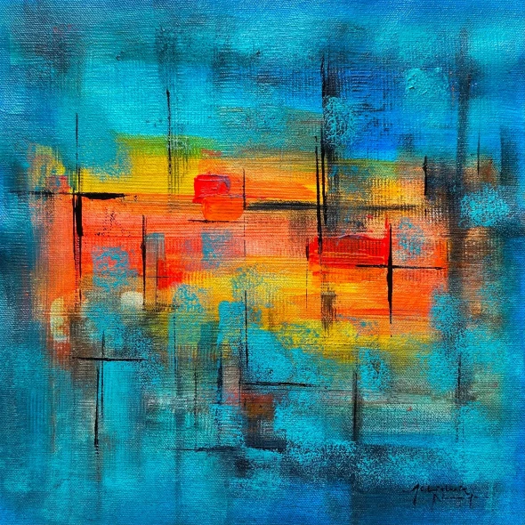 Abstract (ART-3512-123713) - Handpainted Art Painting - 12in X 12in