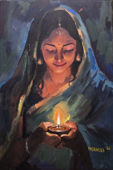 KEEPER OF THE FLAMES (ART-18703-123758) - Handpainted Art Painting - 24in X 36in