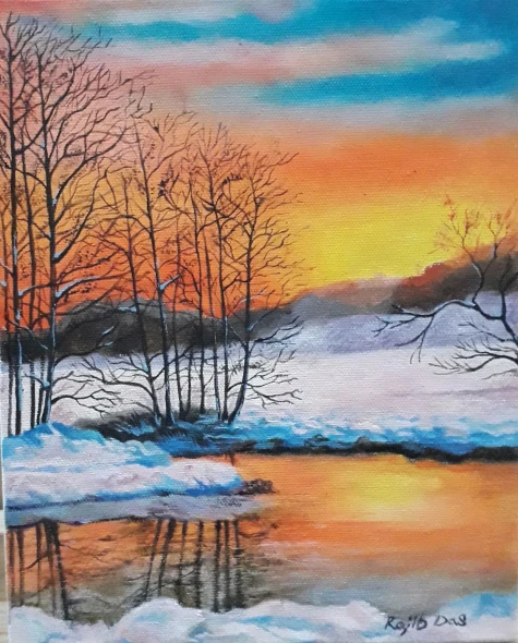 Golden Glow (ART-4209-123808) - Handpainted Art Painting - 8in X 10in