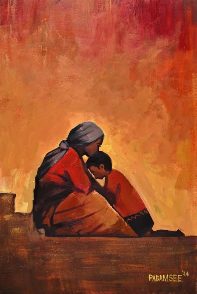 MOTHER'S SHELTER (ART-18703-123796) - Handpainted Art Painting - 24in X 36in