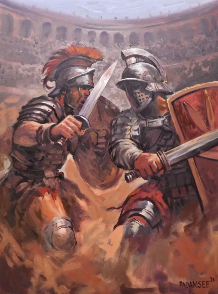 GLADIATOR (ART-18703-123789) - Handpainted Art Painting - 24in X 36in