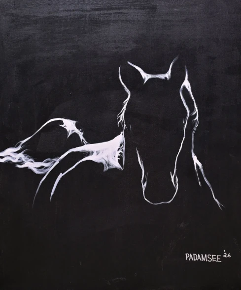 SPIRIT HORSE (ART-18703-123784) - Handpainted Art Painting - 36in X 30in