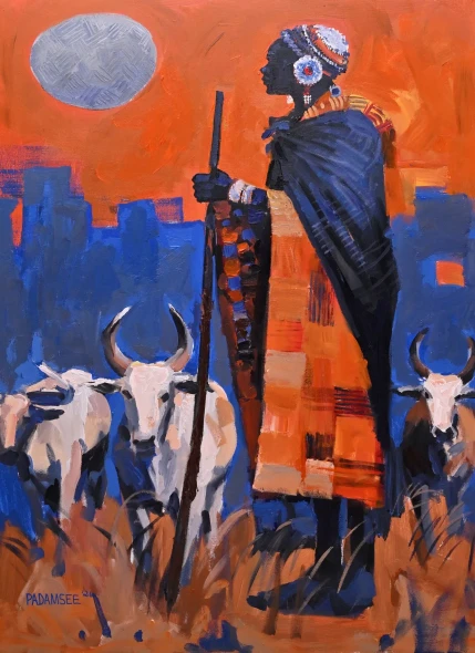 GUARDIAN OF THE HERD (ART-18703-123764) - Handpainted Art Painting - 36in X 48in