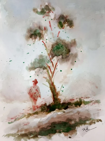 Nature Beauty (ART-8298-123761) - Handpainted Art Painting - 8in X 11in