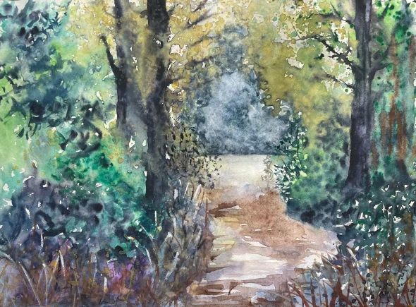 Serene Woodland Pathway (PRT-8841-123790) - Canvas Art Print - 24in X 18in
