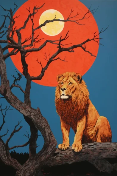 Lion, Showcasing Its (PRT-7809-123775) - Canvas Art Print - 12in X 18in