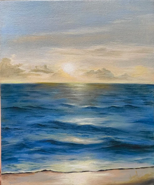 Warmth Of Sunset (ART-18773-123822) - Handpainted Art Painting - 10in X 12in