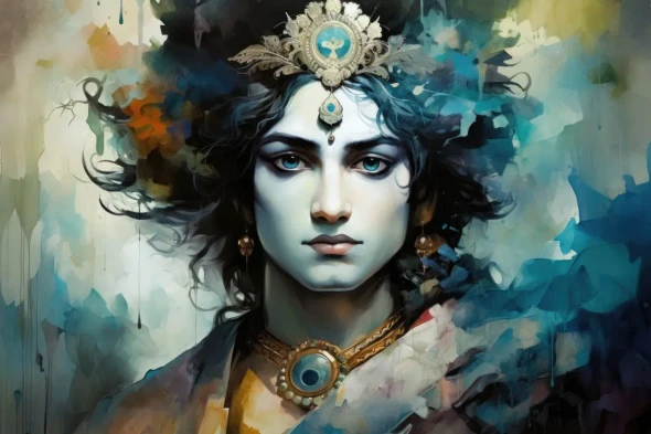 Representing Krishna 1 (PRT-7809-123894) - Canvas Art Print - 18in X 12in