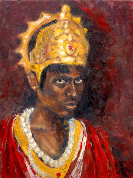 Raja's Reflection (ART-18800-123916) - Handpainted Art Painting - 18in X 24in