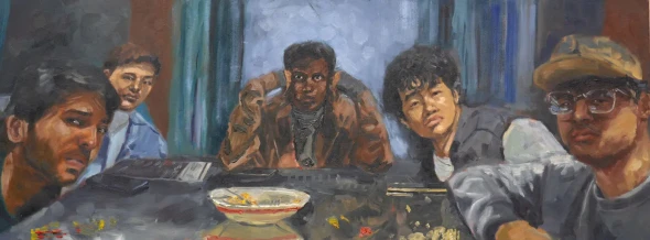 Me And The Boys (ART-18800-123912) - Handpainted Art Painting - 48in X 18in