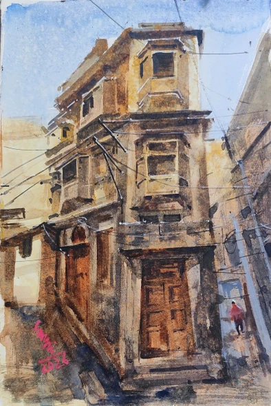 Household (ART-7901-124005) - Handpainted Art Painting - 8in X 11in
