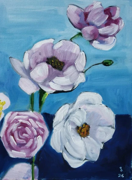 Flower Arrangement (ART-18736-123953) - Handpainted Art Painting - 11in X 15in