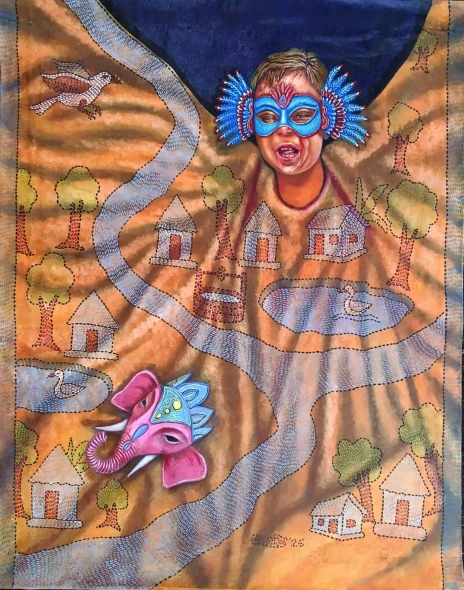 THE POLYMORPHOUS (ART-17016-124062) - Handpainted Art Painting - 30in X 36in
