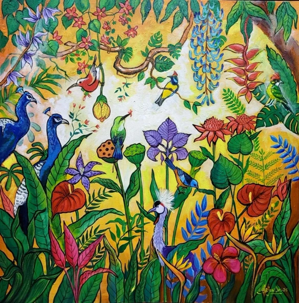 Celebration Of Nature 1 (ART-82-124022) - Handpainted Art Painting - 36in X 36in