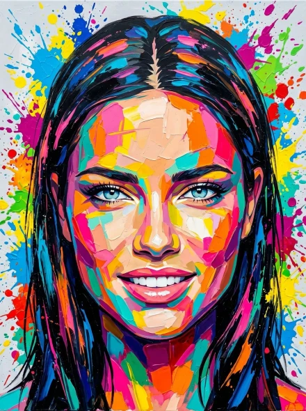 Symphony Of Splashes & Strokes - 09 (PRT-15697-124127) - Canvas Art Print - 45in X 60in