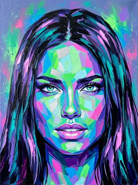 Symphony Of Splashes & Strokes - 08 (PRT-15697-124126) - Canvas Art Print - 45in X 60in