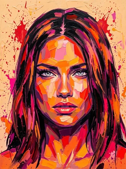 Symphony Of Splashes & Strokes - 06 (PRT-15697-124124) - Canvas Art Print - 45in X 60in