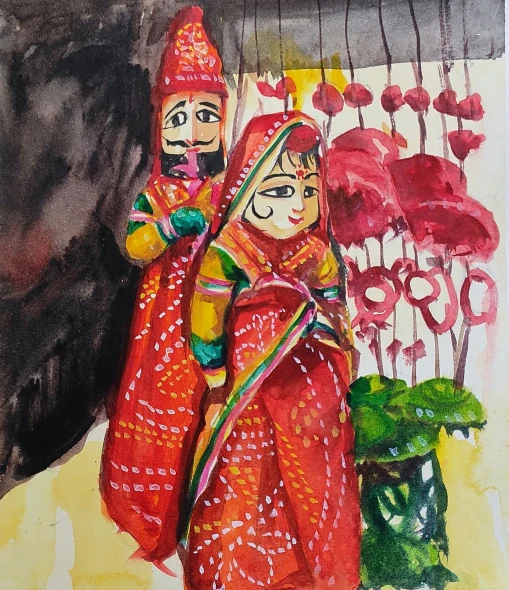Kathputli Series (PRT-7901-124083) - Canvas Art Print - 41in X 48in